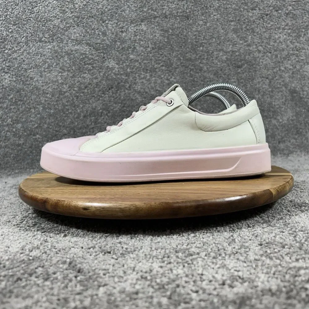 ECCO Flexure T-Cap Low Woman’s Size 39 White Rose Pink Leather Shoes No Insoles